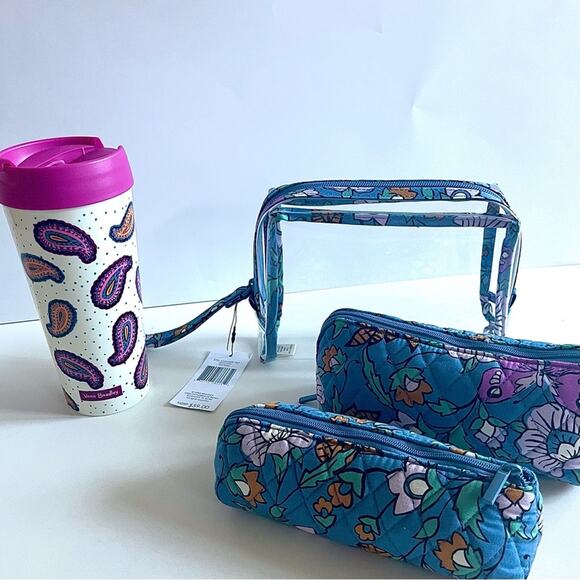 VERA BRADLEY BUNDLE | 3 Piece Cosmetic Bag + Tumbler - Picture 1 of 6